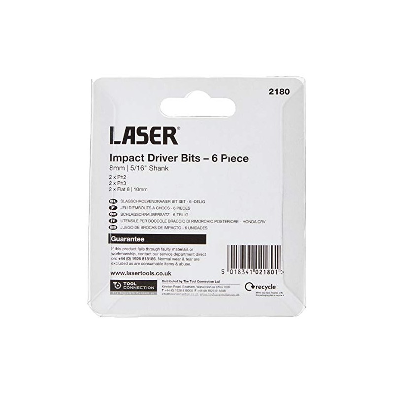 Laser 2180 Impact Driver Bit Set 6pc