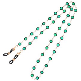 Yvey Crystal Beaded Eyeglasses Chain for Women and Girls,Sunglasses Chain Beaded Spectacle Eyewear String Lanyard Retainer (Beads Chain -Green)