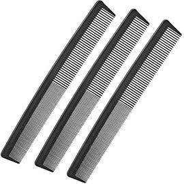Peines de corte de fibra de carbono negro para barbero de 3 unidades, peine de pelo de dientes finos, peines de peluquería resistentes al calor, peine