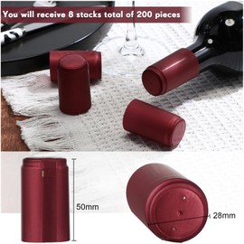 Zonon 200 Pieces PVC Heat Shrink Capsules Hot Sauce Bottles 28 x 50mm Wine Woozy Bottles Capsules Shrink Caps,5oz 10oz(Wine Red)