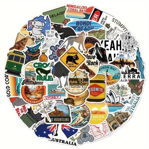 CAA Trading™ Pack of 50 x Australia Stickers Australian Aussie