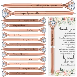 Sayglossy 30 Sets Bridal Shower Favors for Guests Wedding Rose Gold Pens Bridal Diamond Pens with Thank You Cards for Wedding Bridesmaid Women Girls Gift (Diamond)