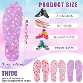 Velmitten 3 Pairs No Show Socks Sockless Shoe Liner Washable Barefoot Shoe Insoles No Slipping Inserts (Sweet Style)