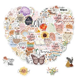 150pcs Inspirational Bible Verse Stickers - Christian Scrapbook & Journaling Stickers, Bulk Water Bottle Stickers, Christian Gifts for Easter, Mother's Day, Kids, Bible Study Supplies