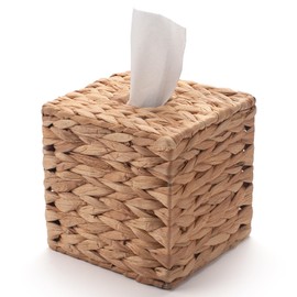 Tissue Box Cover Square, Rattan Tissue Box Holder -Boho Decorative Woven Facial Tissue Holder on Table and Bathroom by YANGQIHOME, 5.9" L x 5.9" W x 5.9" H