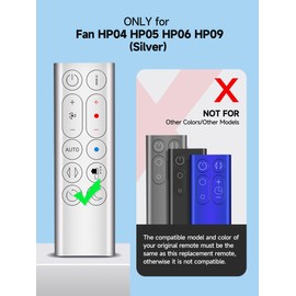 PZL New Replacement Remote Control for Dyson Pure Hot + Cool Purifying Fan HP04 HP05 HP06 HP09, Air Purifier/Heater (Silver)