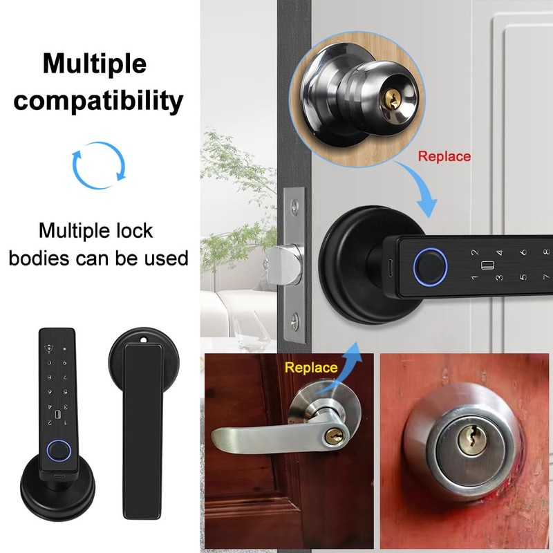 FUSYTULY WiFi Tuya Smart Door Lock Fingerprint Biometric Digital Electronic