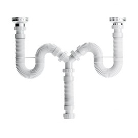 Mucol Low Profile P Trap,Expandable & Flexible Double Bowl Sink Drain, P Trap with 1-1/2 to 1-1/4 adapter