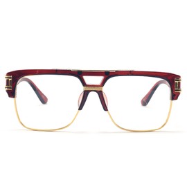 Allt Square Aviator Large Fashion Sunglasses For Men Women Goggle Alloy Frame Glasses (Brown Gold/Clear, 61)