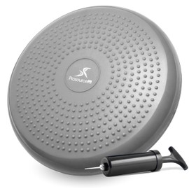 ProsourceFit Core Balance Disc Trainer, 14” Diameter with Pump for Improving Posture, Fitness, Stability, Grey