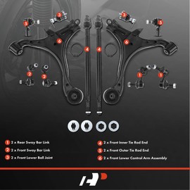 A-Premium Set of 12, Lower Control Arm, Lower Ball Joint, Inner Outer Tie Rod End, Front & Rear Sway Bar Link, Compatible with Honda Civic 2001 2002 2003 2004 2005, Fit L4 1.3L & 1.7L Only