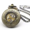 VIGOROSO Men's Hand-Wind Mechanical Pocket Watch Vintage Steampunk Wood Grain
