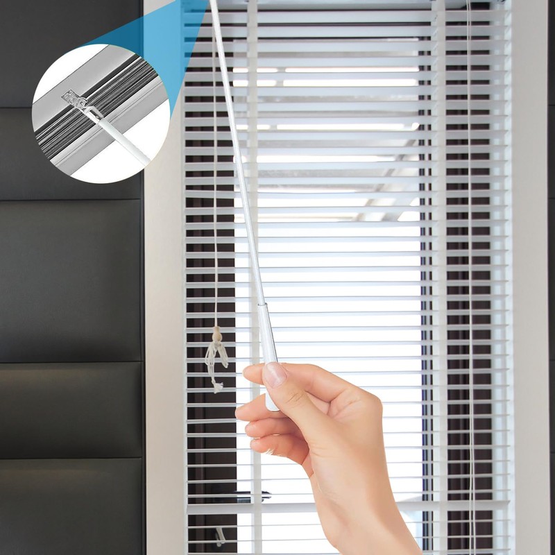 6 Pack Blind Wand with Metal Hook, 12 Inch White