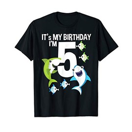 Shark Fish 5th Birthday I'm 5 Year Old Toddler Birthday Boy T-Shirt