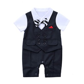 HMD - overol para bebé, diseño de esmoquin, color blanco, Negro, 12-18 M US