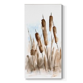 Renditions Gallery Canvas Nature Wall Art Home Paintings & Prints Brown Thorny Cattail Modern Glam Romantic Botanical Artwork Decorations for Bedroom Office Kitchen - 20"x40" LT519