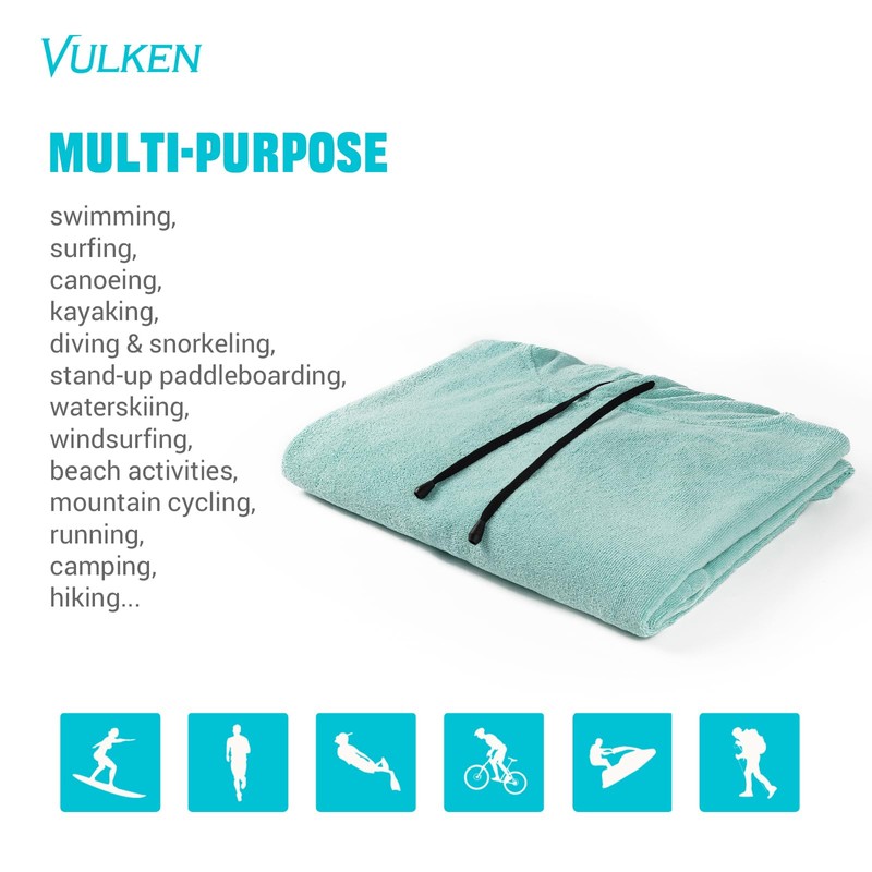Vulken Thick Hooded Beach Towel Changing Robe, Surf Poncho for