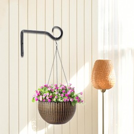 Gembirov Metal Hanging Plant Bracket, Bird Feeder Wall Hanging Hook, can be Used to Hang Flower Baskets, Wind Chimes, Solar Lights, Yoga mats, Indoors and Outdoors, Black (Black 6inch 2pcs)