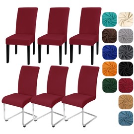 Yugarlibi Chair Covers, Set of 6, Stretch Chair Covers, Swing Chair, Elastic Covers, Chair Cover, Removable, Washable Chairs, Protection for Kitchen, Restaurant, Hotel, Banquet, Wedding (Bordeaux, 6