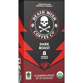 Death Wish Coffee, Capsules Compatible with Nespresso Original Machines, Dark Roast 10 ct.