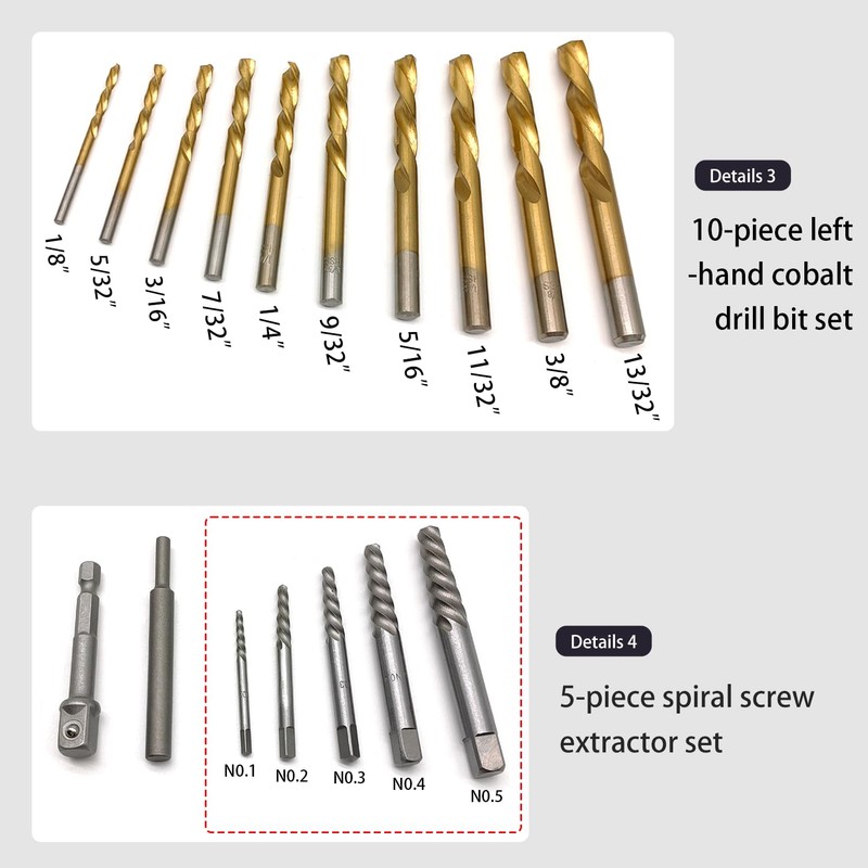 JEUCLEL 40PCS Bolt Screw Extractor Set, Easy Out Bolt Remover