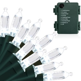 KOUQIYA Battery Operated Christmas Lights, 33ft 100 LED Battery Operated String Lights with Auto-Timer 8 Modes Waterproof String Lights for Xmas Outdoor Indoor Garden Party Decor, Cool White