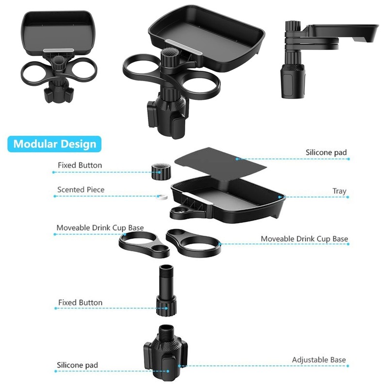 NOELAMOUR Car Cup Holder Drink Holder Extension Tray Smartphone Stand