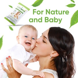 Baby Green Wipes Unscented compostable Organic Biodegradable – Travel Pack (12 Packs of 20) 240 for Sensitive Skin