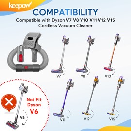 KEEPOW Pet Grooming Kit Compatible with Dyson Vacuum V7 V8 V10 V11 V15 - Pet Dog Brush Hair Vacuum Attachment with Extension Hose & Adapter - Ideal for Long/Medium Haired Dogs