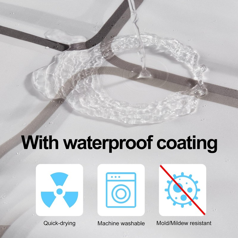 Dufu Waterproof Shower Curtain, Washable Quick Drying Textile Fabric Polyester