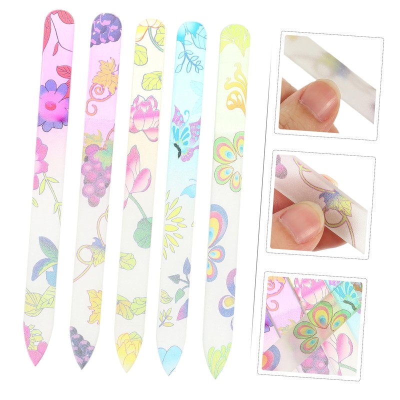 WOONEKY 5 Pack Nail Files Manicure Buffers Glass Nail File