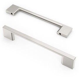 9BUILD EU0035 Pack of 10 Cabinet Handles, Brushed Nickel, Hole Spacing 128 mm, Handles for Kitchen Cabinets, Furniture Handles, Kitchen Cupboard Door Handles