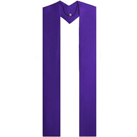 GraduatePro Adult Clergy Stole Church Pastor Wedding Priest Choir Sash Satin Plain 94"/240cm Purple