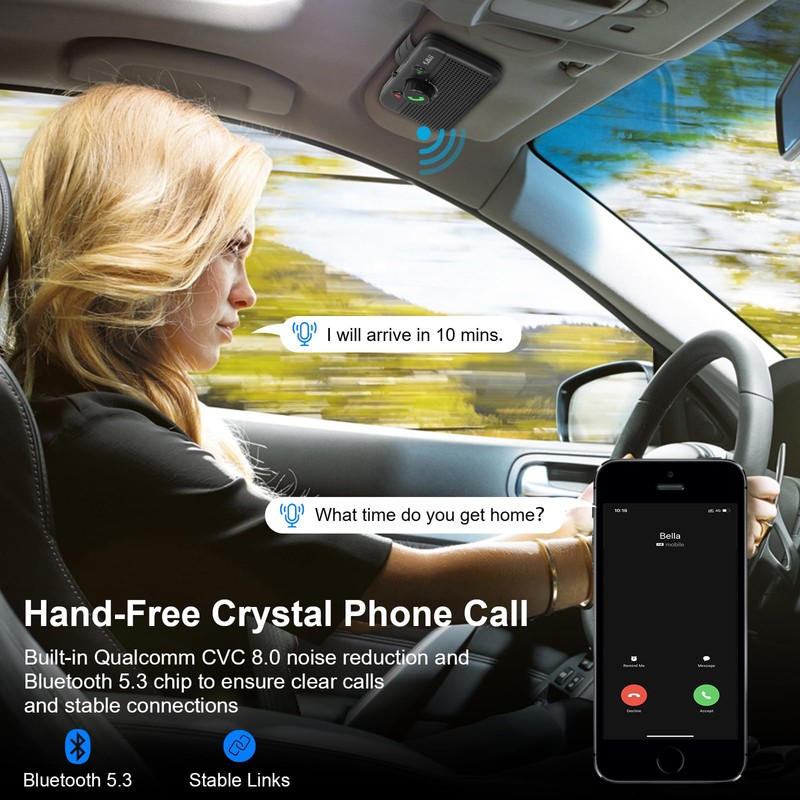 1Mii Bluetooth 5.3 Car Speaker, Handsfree Bluetooth Speakerphone for Cell