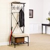 SEI Furniture Bench and Storage Rack, Black Textured Powder-Coat
