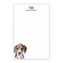 Beagle Monogrammed Notepads With Initials, Choose Your Dog Breed, Monogrammed Stationery Set Dogs, Cute Animal Stationary For Writing Letters, Pet Note Pads For Adults, Size 5.5in x 8.5in, 50 Sheets