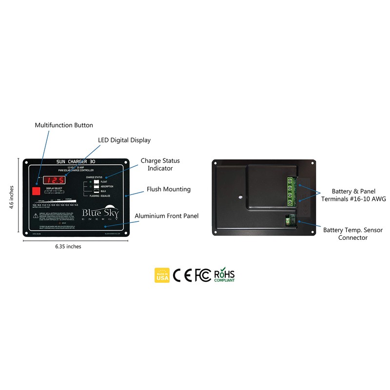 Blue Sky Energy SC30 30A PWM Solar Charge Controller with