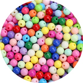 200 abalorio redondas de acrílico de 10 mm de colores lisos, bolas acrílicas redondas de bolas de chicle, abalorio gruesas, abalorio de resina de plástico para hacer collares y pulseras, suministros de manualidades