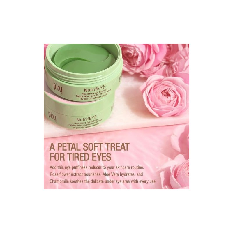 Pixi NutrifEYE, Parches Nutritivos para Ojos con Rosa y Manzanilla,