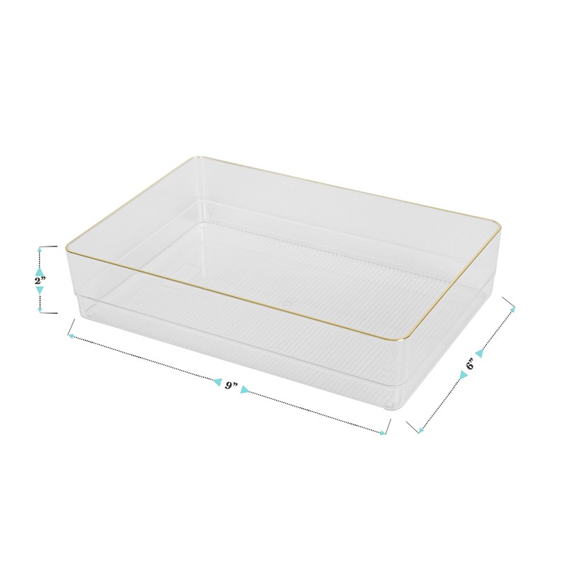 Martha Stewart Kerry Plastic Stackable Office Desk Drawer Organizers, 9"
