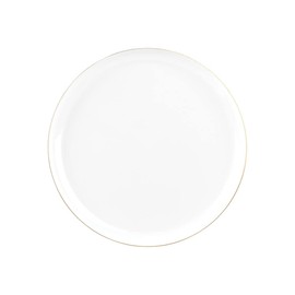 EcoQuality 8.6" inch Round White Plastic Plates with Gold Rim Design - Disposable China Like Party Plates, Heavy Duty Salad Plates, Dinner Plate, Dessert, Wedding, Serveware (30 PACK)
