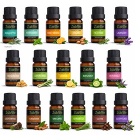 Juego de 18 aceites esenciales con caja de 20 agujeros terapéuticos naturales 100% difusor aromaterapia grado lavanda limón menta árbol de té argán incienso bergamota limón