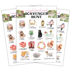 Mueddur Neighborhood Scavenger Hunt Cards, 25 Count, Adult, Multi Player, Outdoor Scavenger Hunt Game