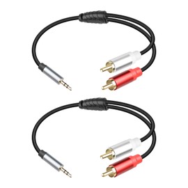 RIIEYOCA 3.5 mm Male to 2 RCA Male Cable, 1/8 to RCA Y Audio Cord,for Smartphones,Tablets,Speakers MP3 (1FT/2 Pack)