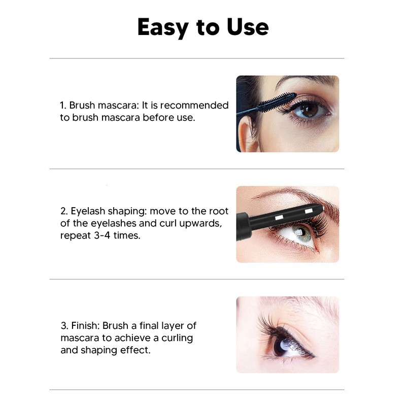 Heated Eyelash Curler USB Rechargeable 3 Heating Modes Long Lasting