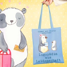 Mr. & Mrs. Panda Carry Bag with Logopedic Passion - Gift, Training, Thank You, Gift, Speech Therapy, Shopping Bag, Shopper, Laptop Bag, Bag, Study, Fabric Bag, Colleague, Shoulder Bag, blue, Hand