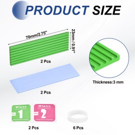 PATIKIL M.2 2280 Nvme SSD Heatsink 70x22x3mm, 2 Set Radiator Cooler Aluminum Heat Sink Cooling Fin with Thermal Pad/Tape/Rubber Ring for Laptop Electronics CPU Led, Green