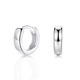 Small Silver Hoop Earrings, 925 Sterling Silver Post Lightweight Sleeper Hoops Earring Silver Earrings for Women Girls Men Gifts Diameter 8mm Thickness 3mm