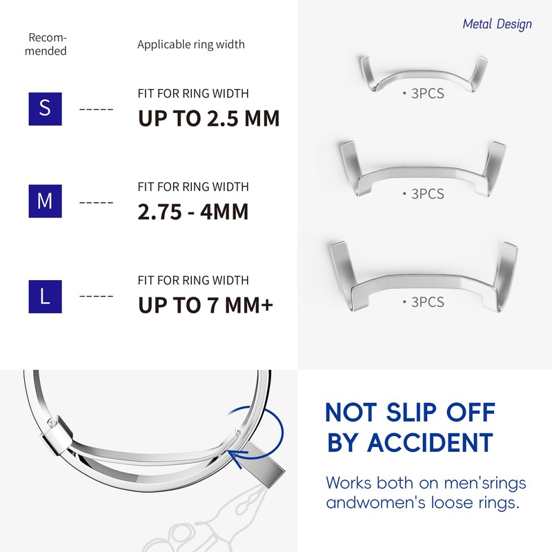 15-Pack Silver Ring Size Adjuster & Reducer,Invisible Sizer Set for