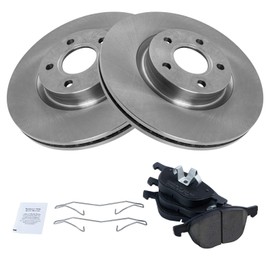 TRQ Front Brake Pad & Rotor Kit Brake Pads Brake Rotor Ceramic Vented Compatible with 2013-2017 Ford C-Max 2013-2019 Escape 2008-2013 Volvo C30 2006-2012 C70 2004-2011 S40 2005-2011 V50